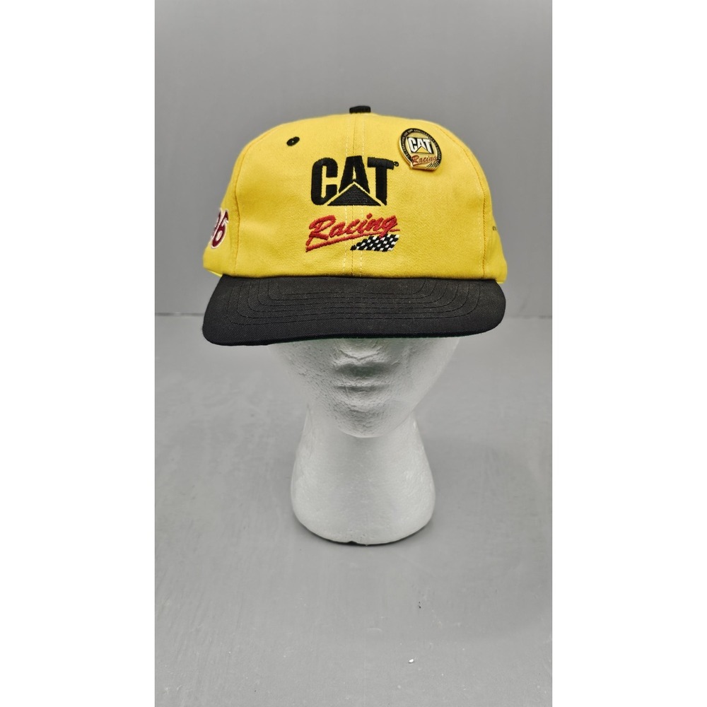 Vintage 90s Caterpillar CAT Racing #96 Snapback Hat Team Monte Carlo with‎ Pin
